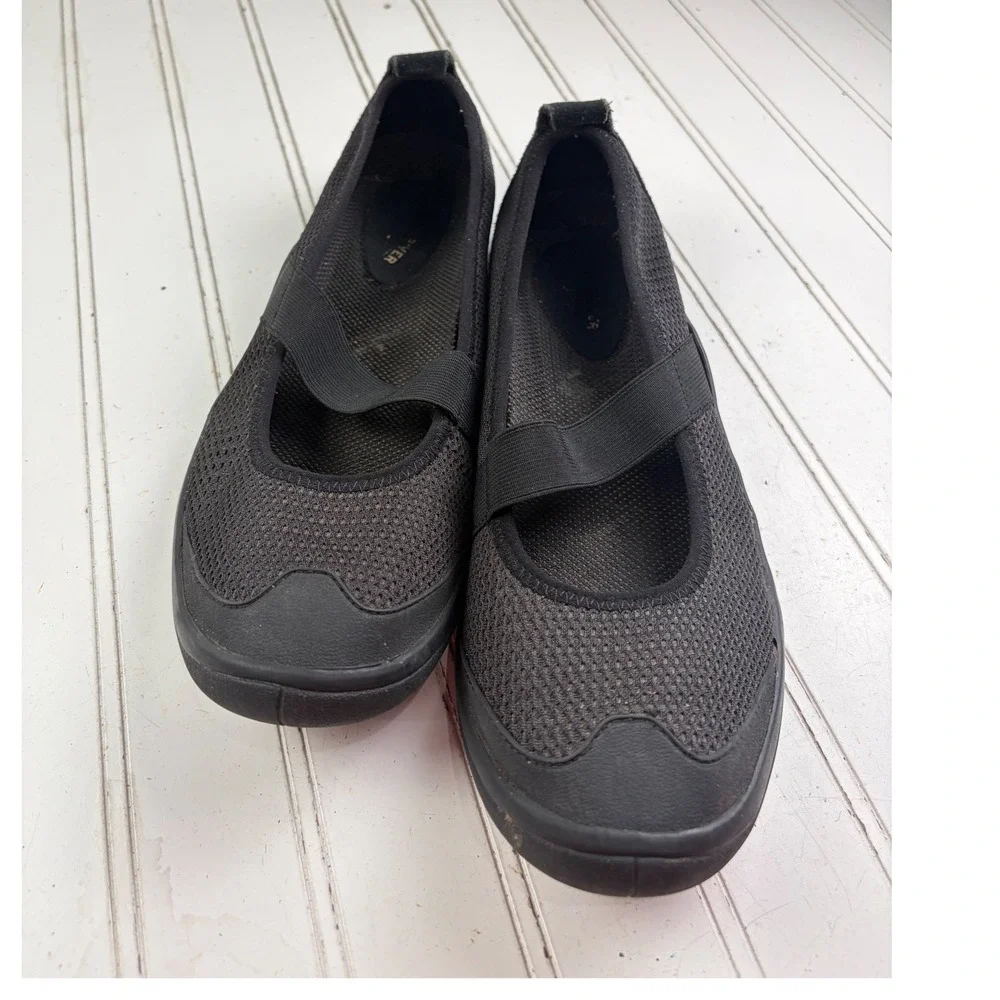 Vintage Y2K Black Mesh Mary Jane Walking Shoes Sneakers Women's Size 10M